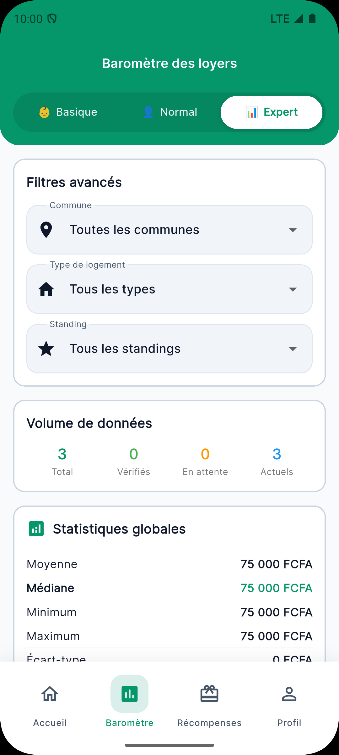 Écran de recherche Le Bon Toit - Trouvez votre bien à Abidjan